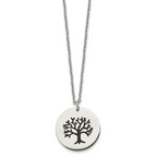 Chisel Stainless Steel Polished and Enameled Family Tree of Life Pendant on a 22 inch Cable Chain Necklace