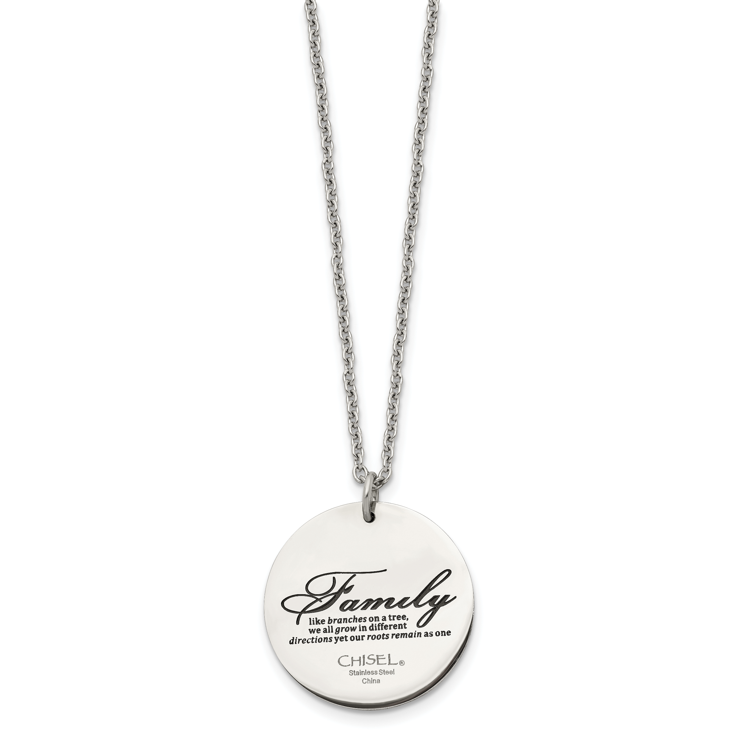 Chisel Stainless Steel Polished and Enameled Family Tree of Life Pendant on a 22 inch Cable Chain Necklace