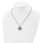 Chisel Stainless Steel Polished Enameled NOT ALL WHO WANDER ARE LOST Compass Pendant on a 22in Cable Chain Necklace