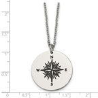 Chisel Stainless Steel Polished Enameled NOT ALL WHO WANDER ARE LOST Compass Pendant on a 22in Cable Chain Necklace