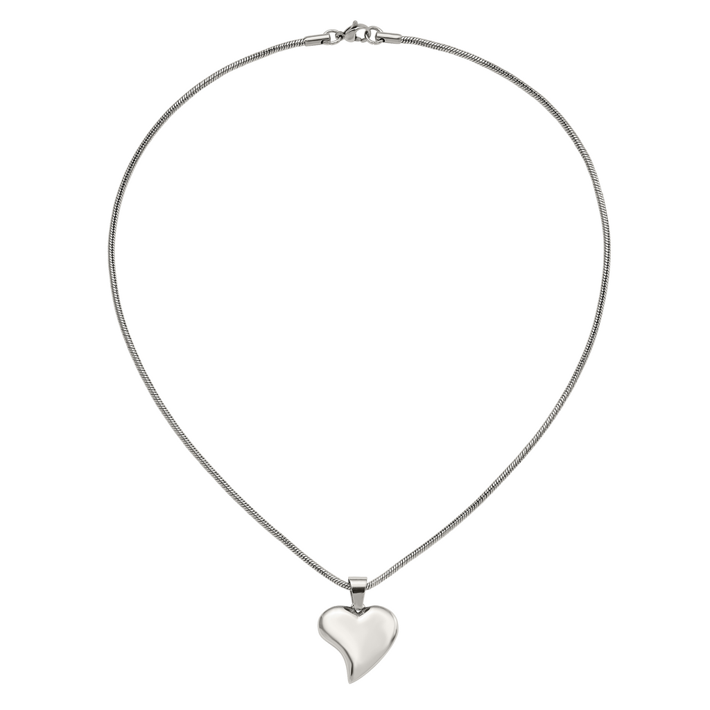 Chisel Stainless Steel Polished Heart Pendant on an 18 inch Snake Chain Necklace