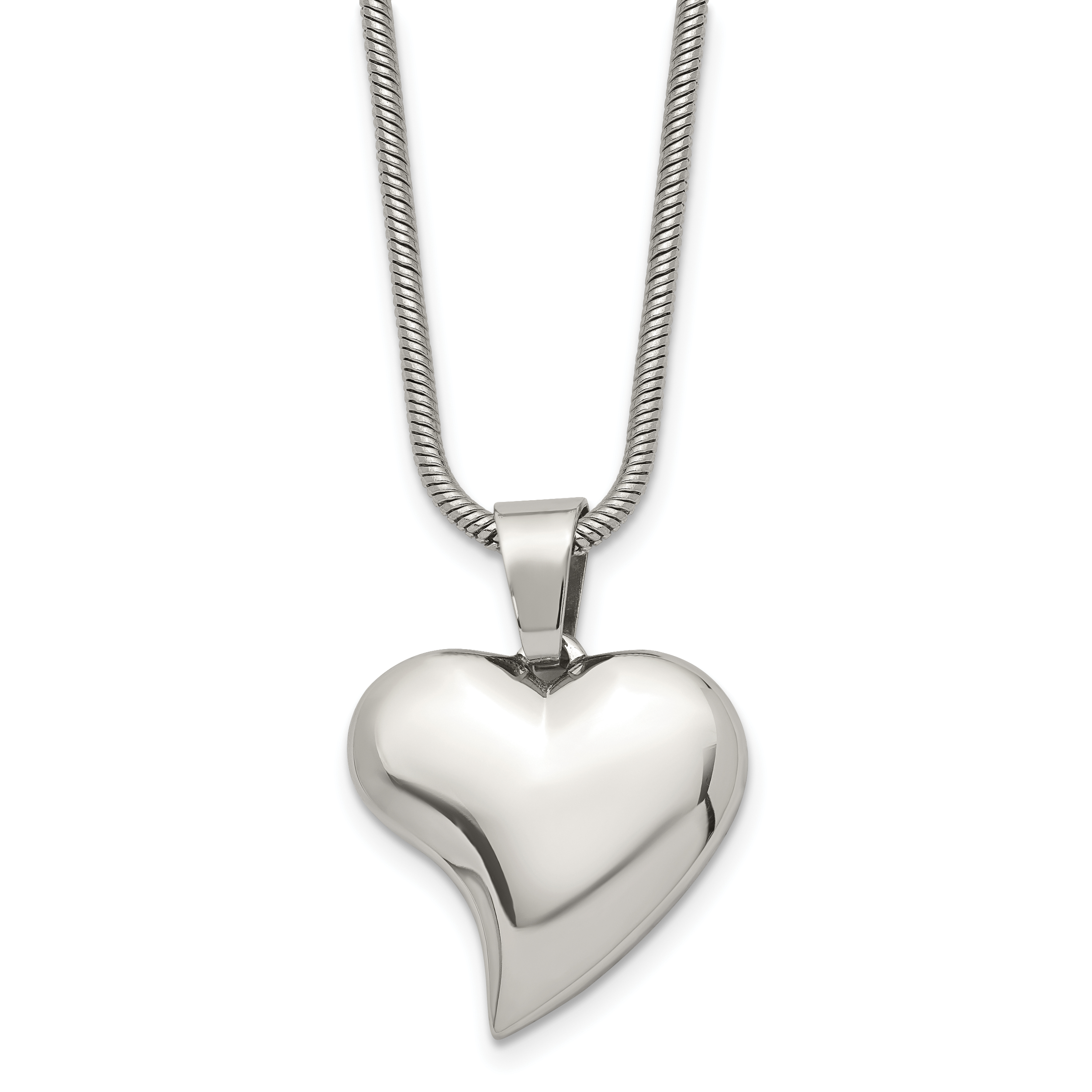 Chisel Stainless Steel Polished Heart Pendant on an 18 inch Snake Chain Necklace Main image