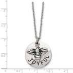 Chisel Stainless Steel Polished and Enameled JOYFUL Bumble Bee Pendant on a 22 inch Cable Chain Necklace