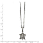 Chisel Stainless Steel Polished and Textured Turtle Pendant on a 22 inch Cable Chain Necklace