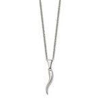 Italian Horn Pendant Necklace in Stainless Steel