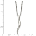 Italian Horn Pendant Necklace in Stainless Steel
