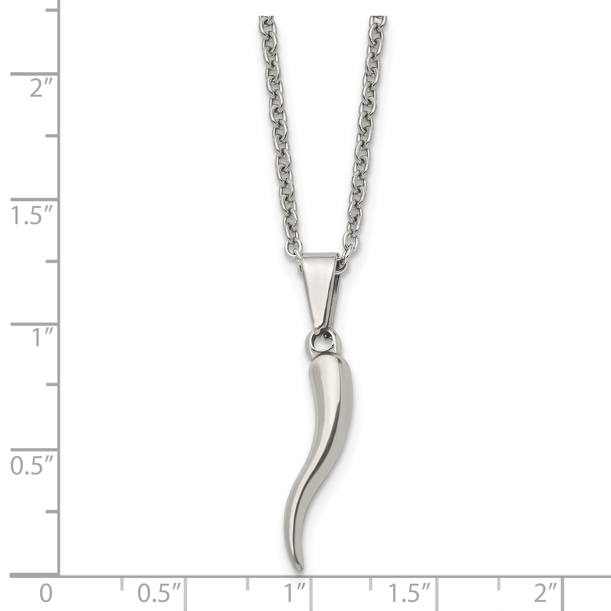 Italian Horn Pendant Necklace in Stainless Steel