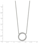 Chisel Stainless Steel Polished CZ Open Circle on a 17 inch Cable Chain with a 2.5 inch Extension Necklace