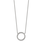 Chisel Stainless Steel Polished CZ Open Circle on a 17 inch Cable Chain with a 2.5 inch Extension Necklace