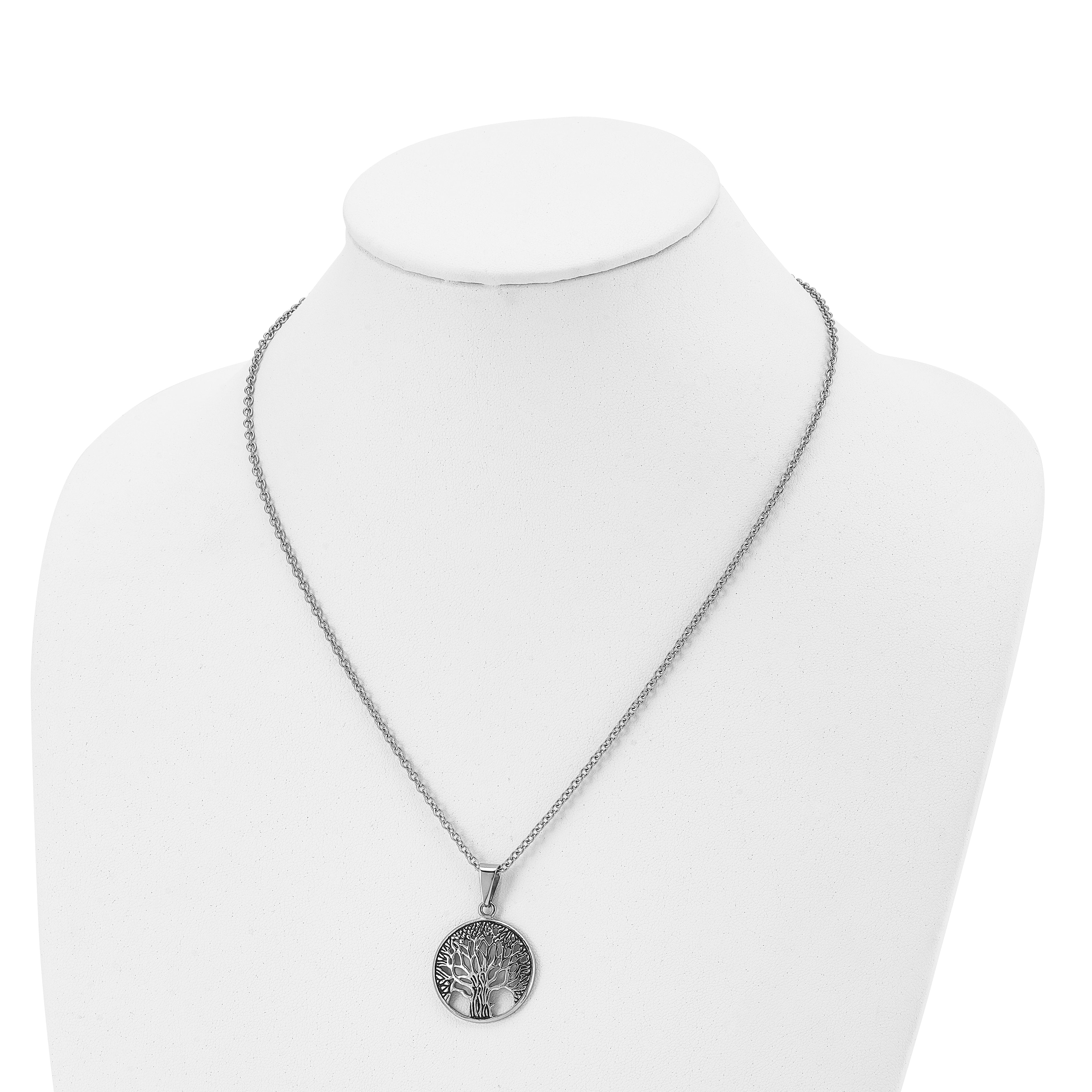 Chisel Stainless Steel Antiqued and Polished Tree of Life Pendant on a 20 inch Cable Chain Necklace