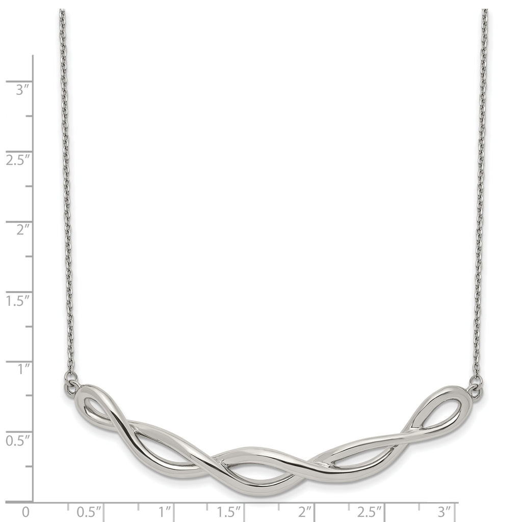Chisel Stainless Steel Polished Twisted Bar on a 18 inch Cable Chain with 2 inch Extension Necklace