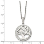 Chisel Stainless Steel Polished with Preciosa Crystal Tree of Life Pendant on a 16 inch Cable Chain with 2 inch Extension Necklace