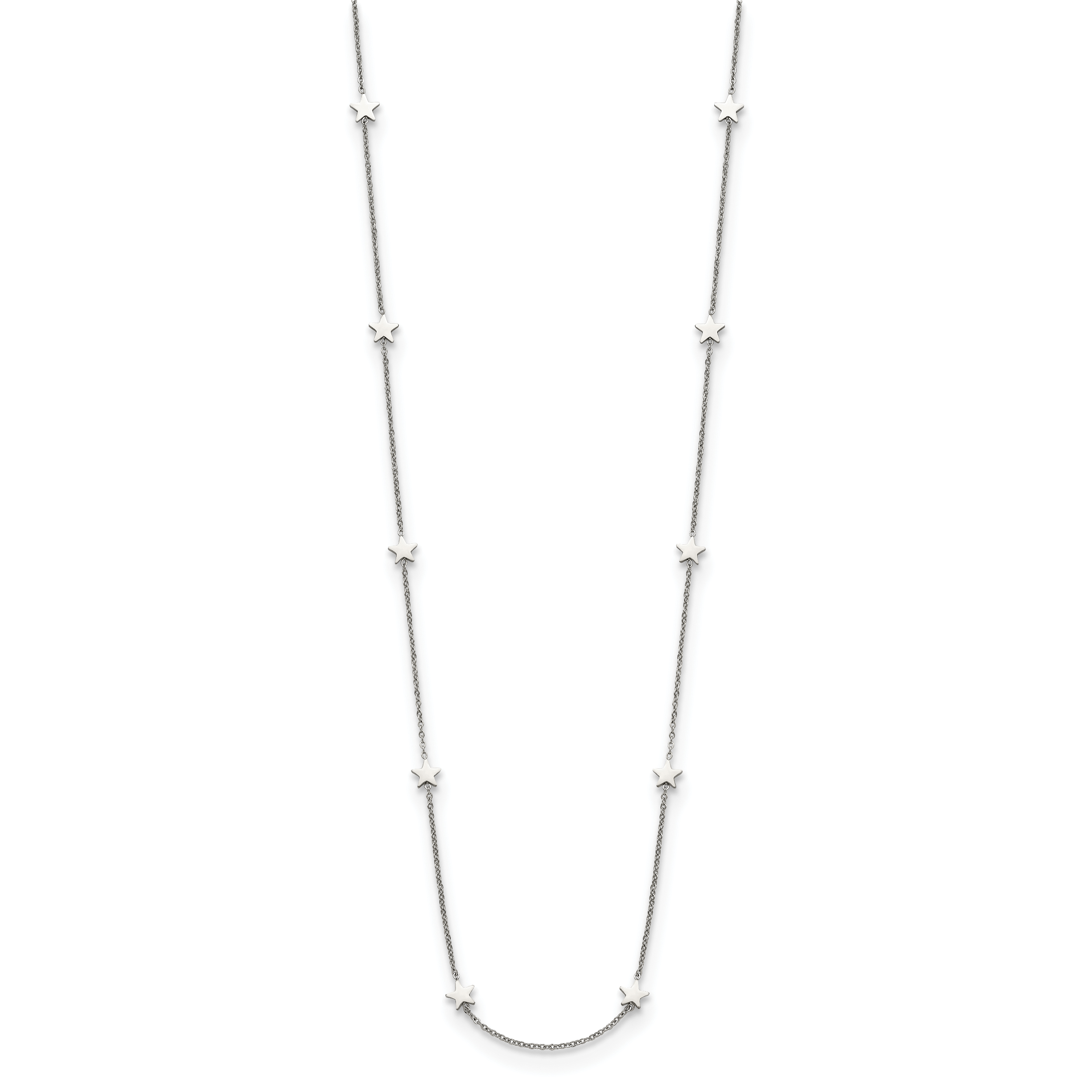 Chisel Stainless Steel Polished Stars on a 35 inch Cable Chain Necklace Secondary image