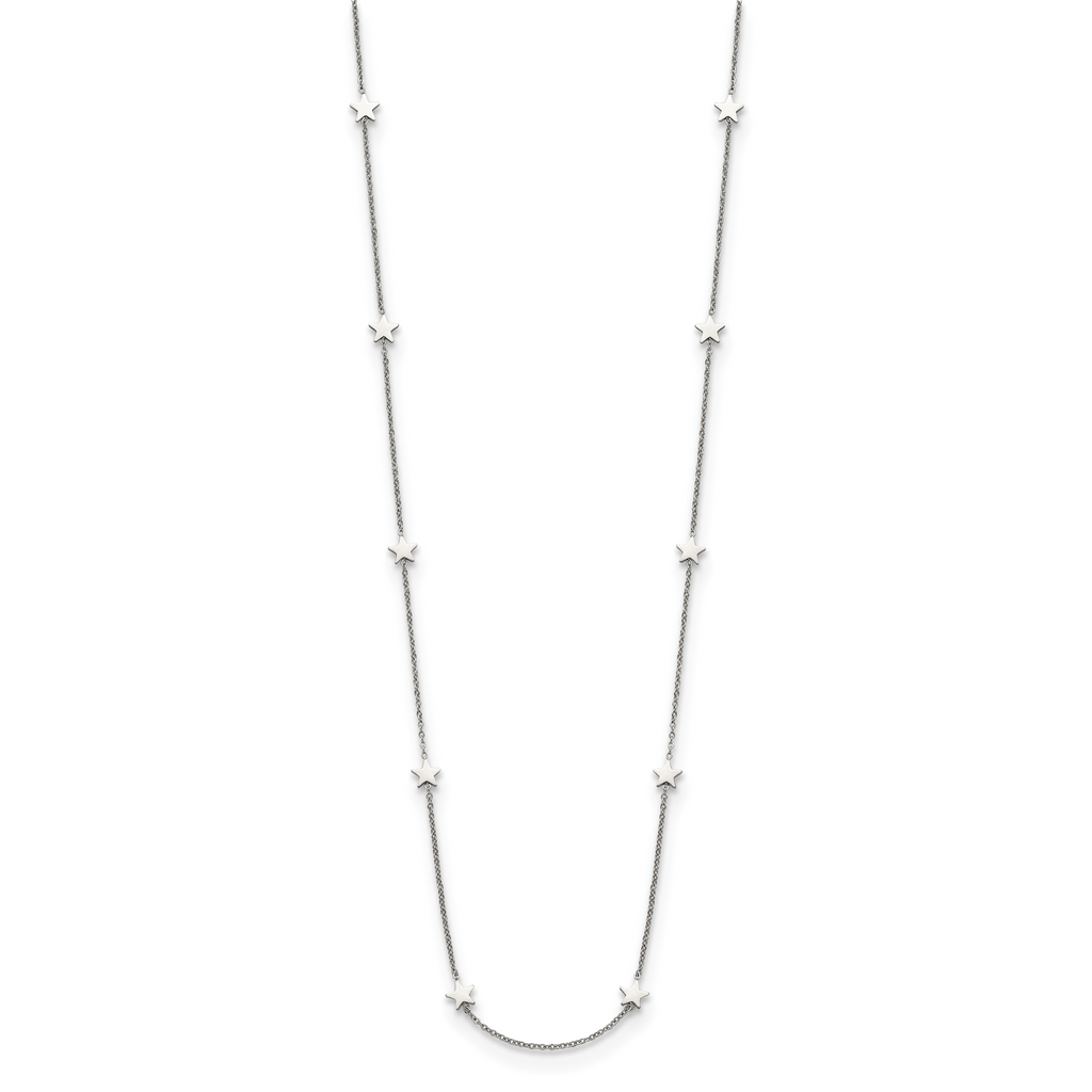 Chisel Stainless Steel Polished Stars on a 35 inch Cable Chain Necklace