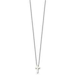 Chisel Stainless Steel Polished Cross Pendant on a 16 inch with 1 inch extension Cable Chain Necklace