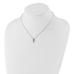 Chisel Stainless Steel Polished Cross Pendant on a 16 inch with 1 inch extension Cable Chain Necklace