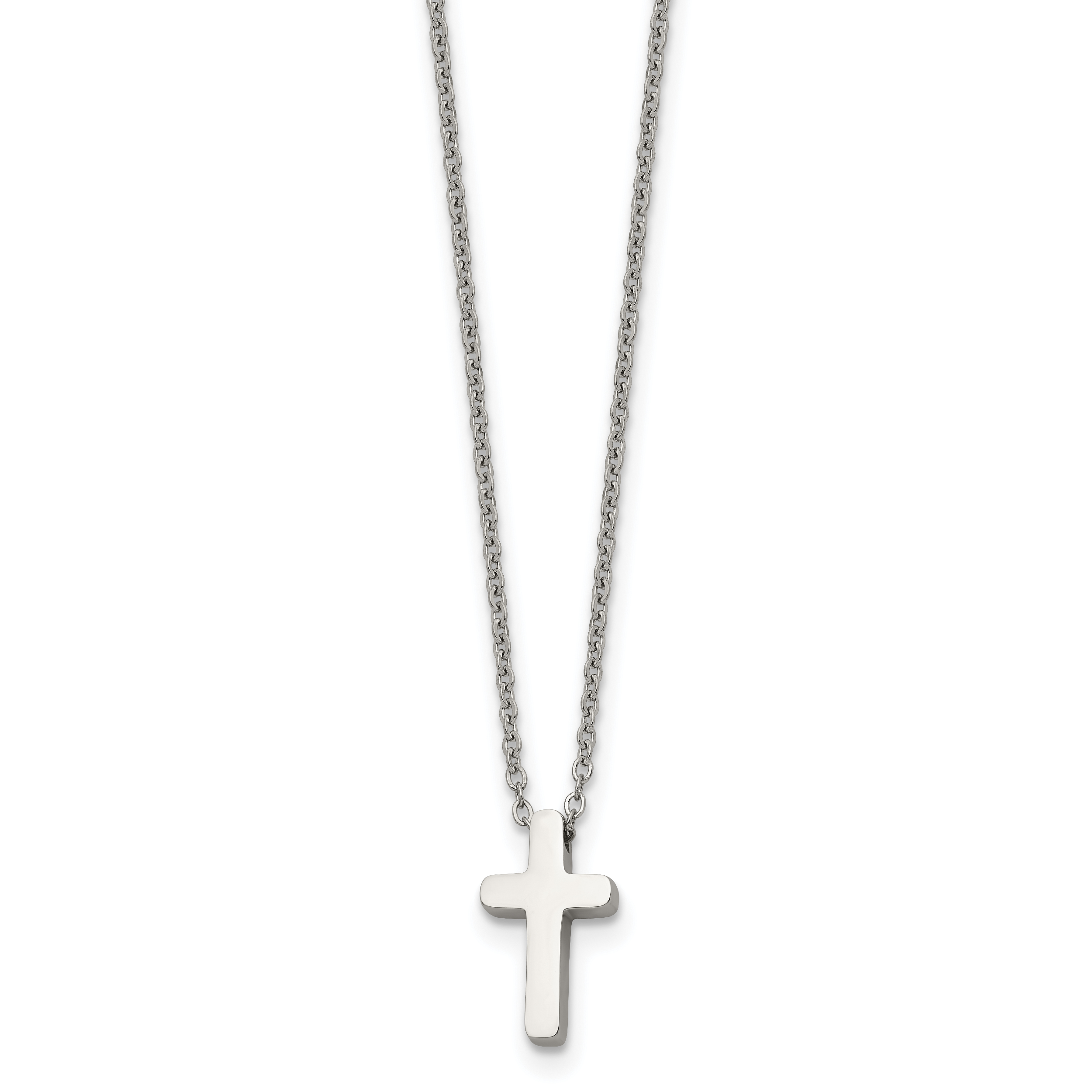 Chisel Stainless Steel Polished Cross Pendant on a 16 inch with 1 inch extension Cable Chain Necklace Main image