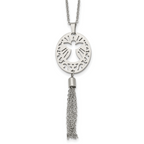 Stainless Steel Polished Angel w/Tassel Dangle 20in Necklace