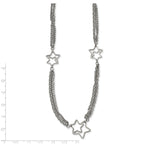 Stainless Steel Polished Star Multi Strand 30in Necklace