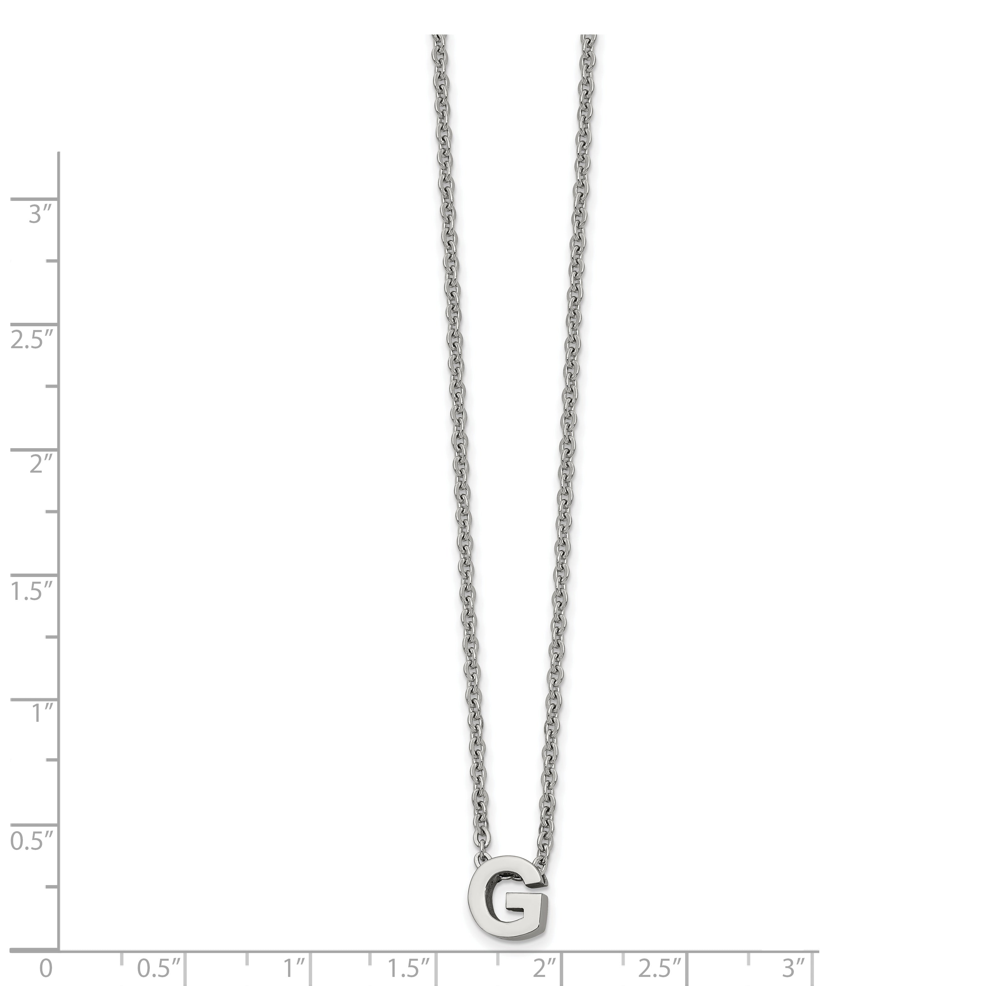 Stainless Steel Polished Letter G 18in w/2in ext Necklace Secondary image
