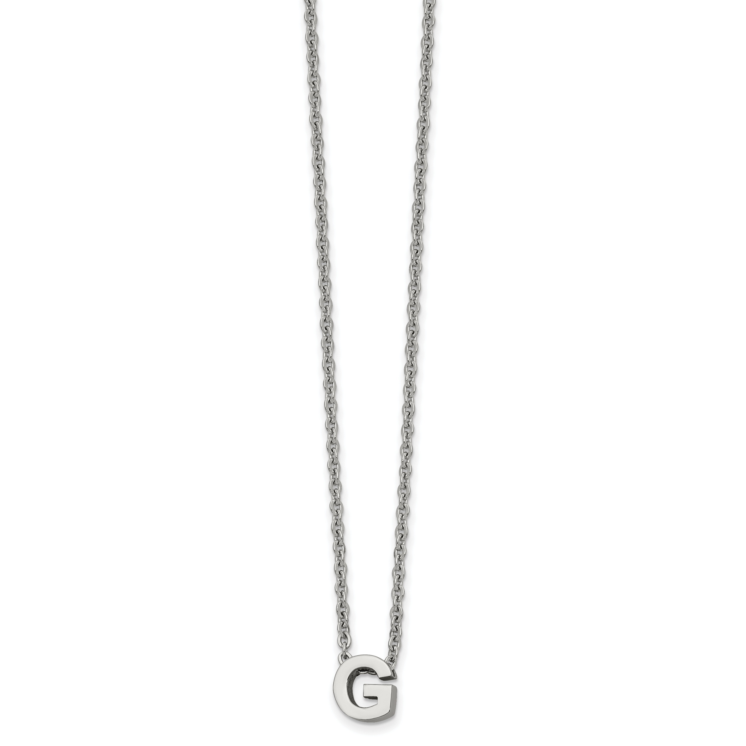 Stainless Steel Polished Letter G 18in w/2in ext Necklace Main image