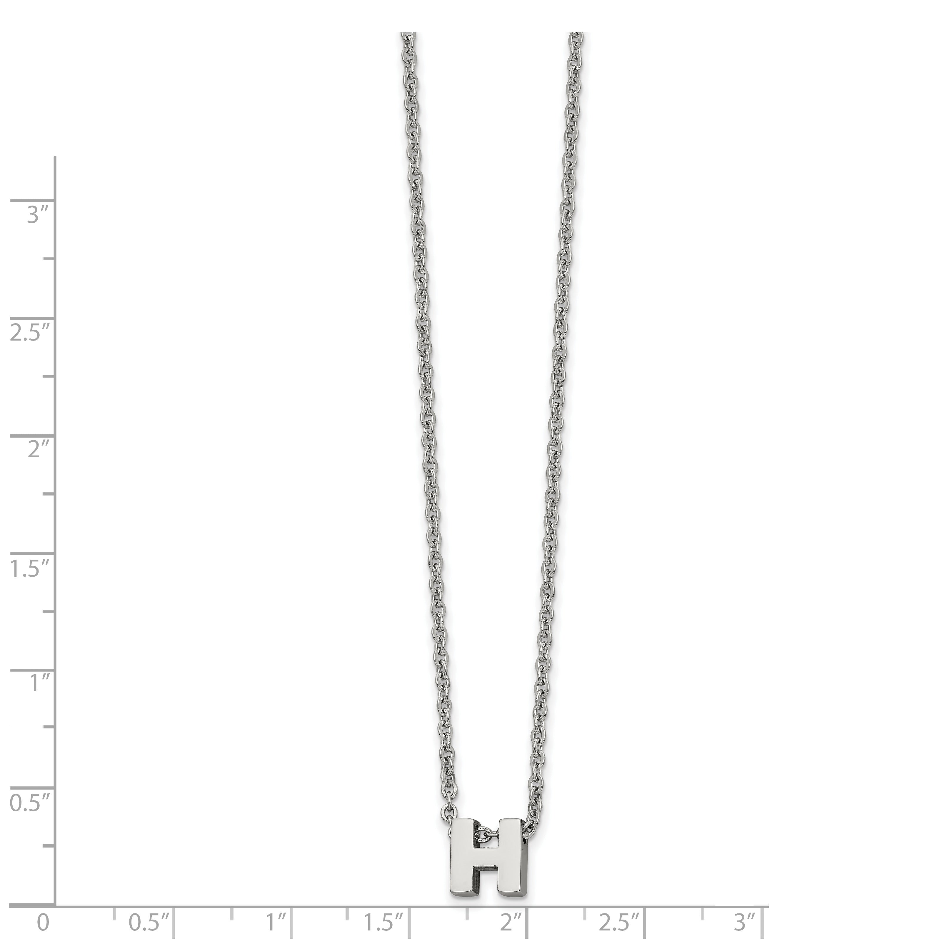 Stainless Steel Polished Letter H 18in w/2in ext Necklace Secondary image