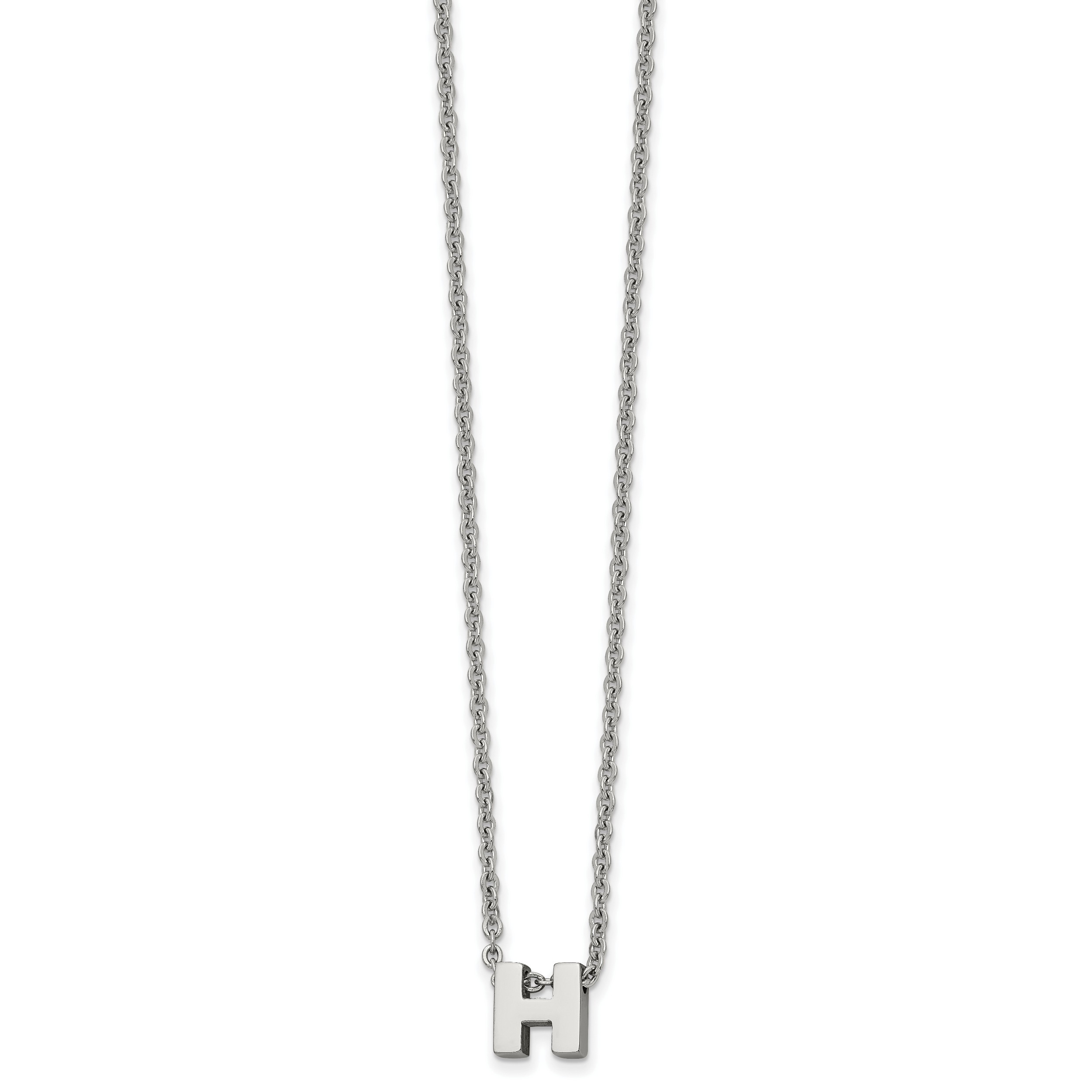 Stainless Steel Polished Letter H 18in w/2in ext Necklace Main image