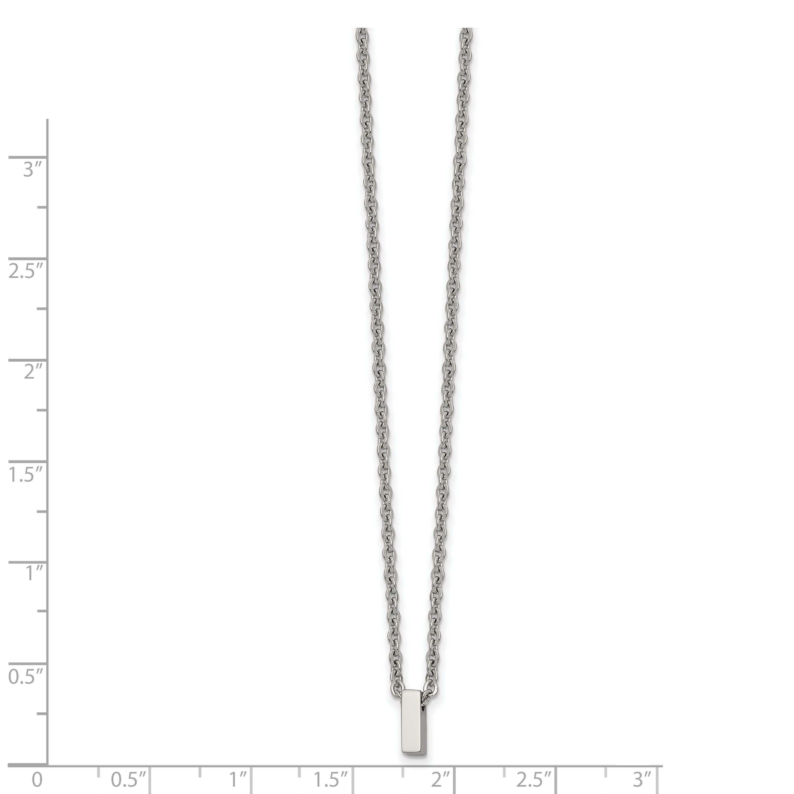 Stainless Steel Polished Letter I 18in w/2in ext Necklace Secondary image