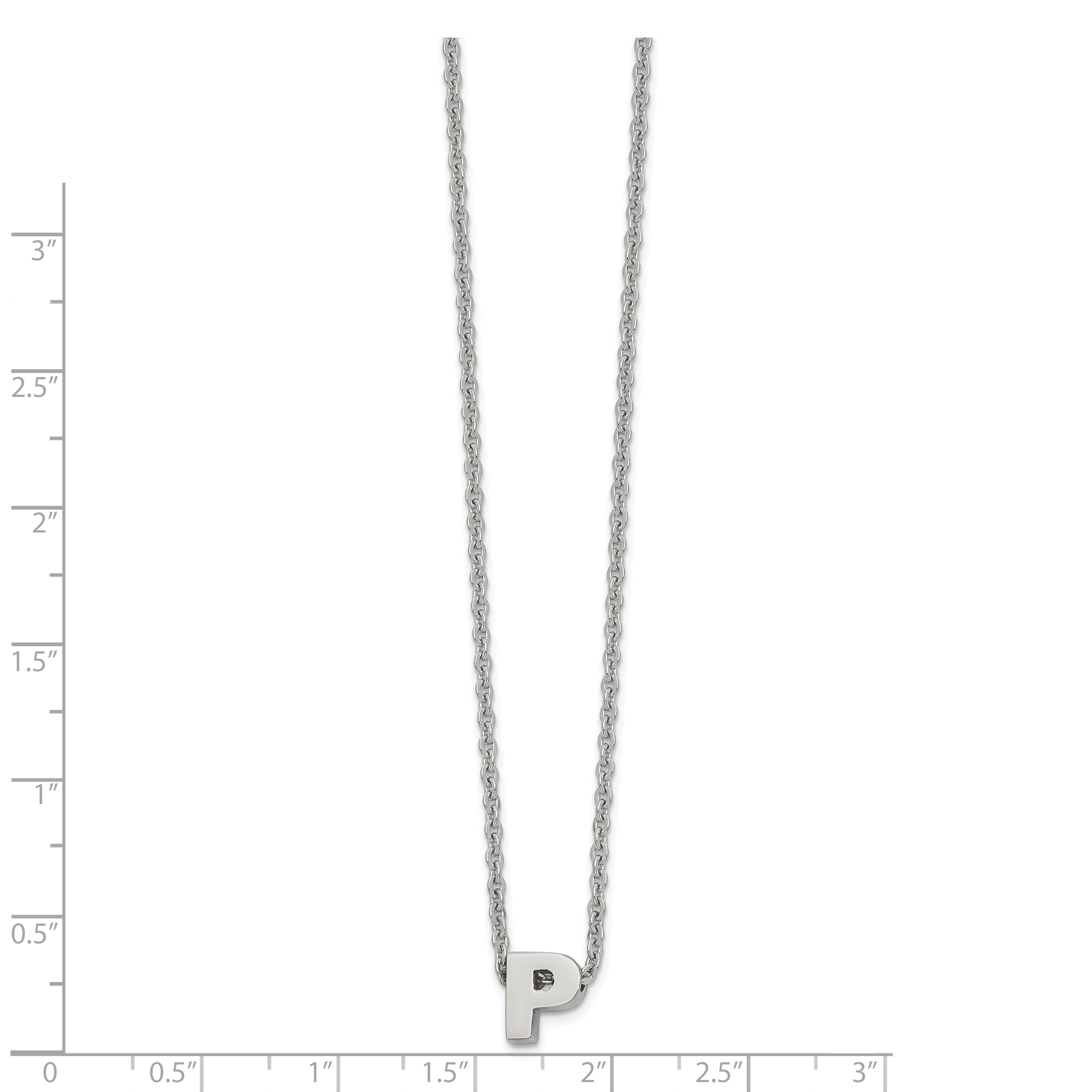 Stainless Steel Polished Letter P 18in w/2in ext Necklace Secondary image