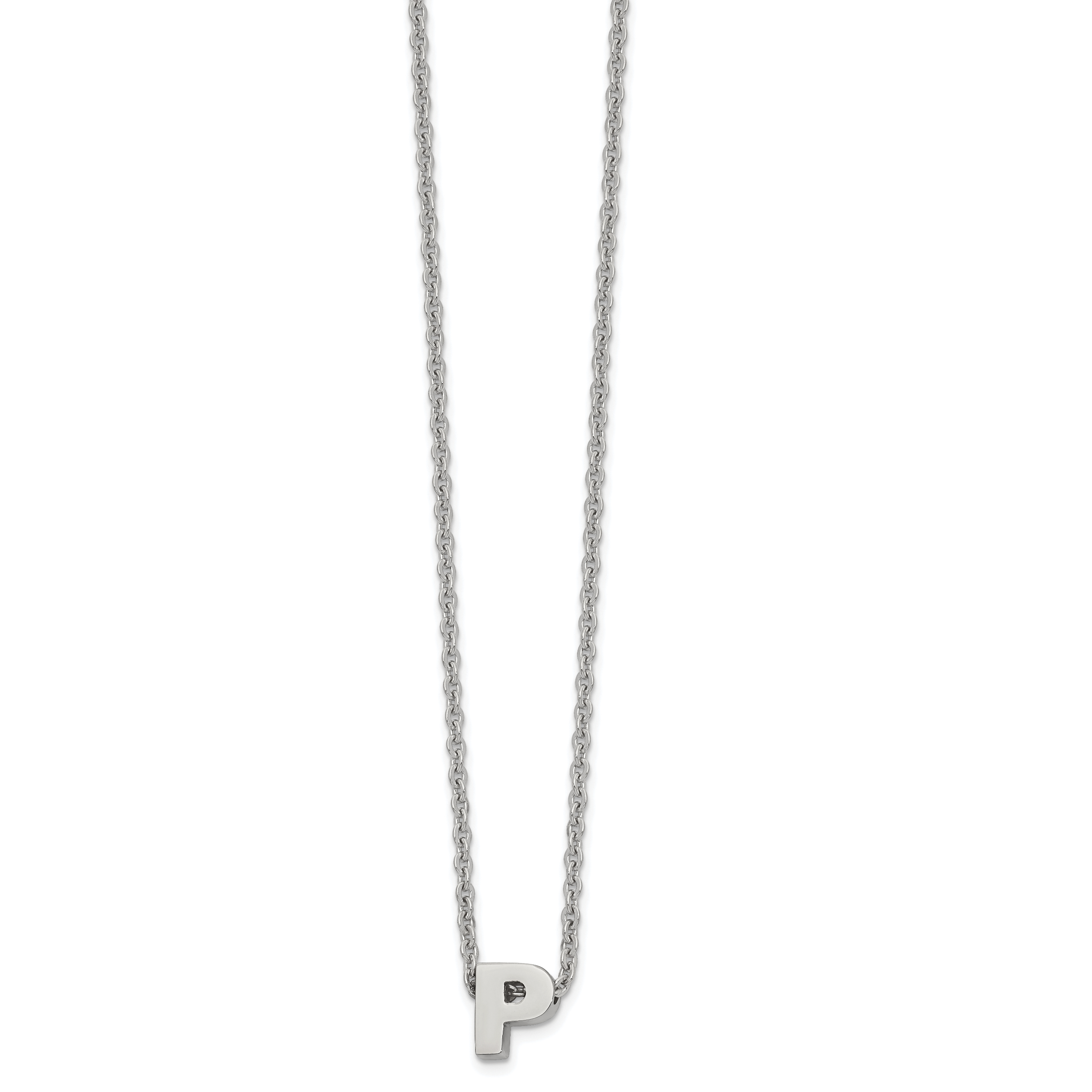 Stainless Steel Polished Letter P 18in w/2in ext Necklace Main image