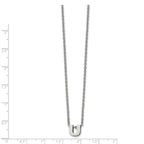 Stainless Steel Polished Letter U 18in w/2in ext Necklace