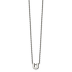 Stainless Steel Polished Letter U 18in w/2in ext Necklace