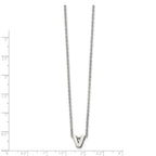 Stainless Steel Polished Letter V 18in w/2in ext Necklace