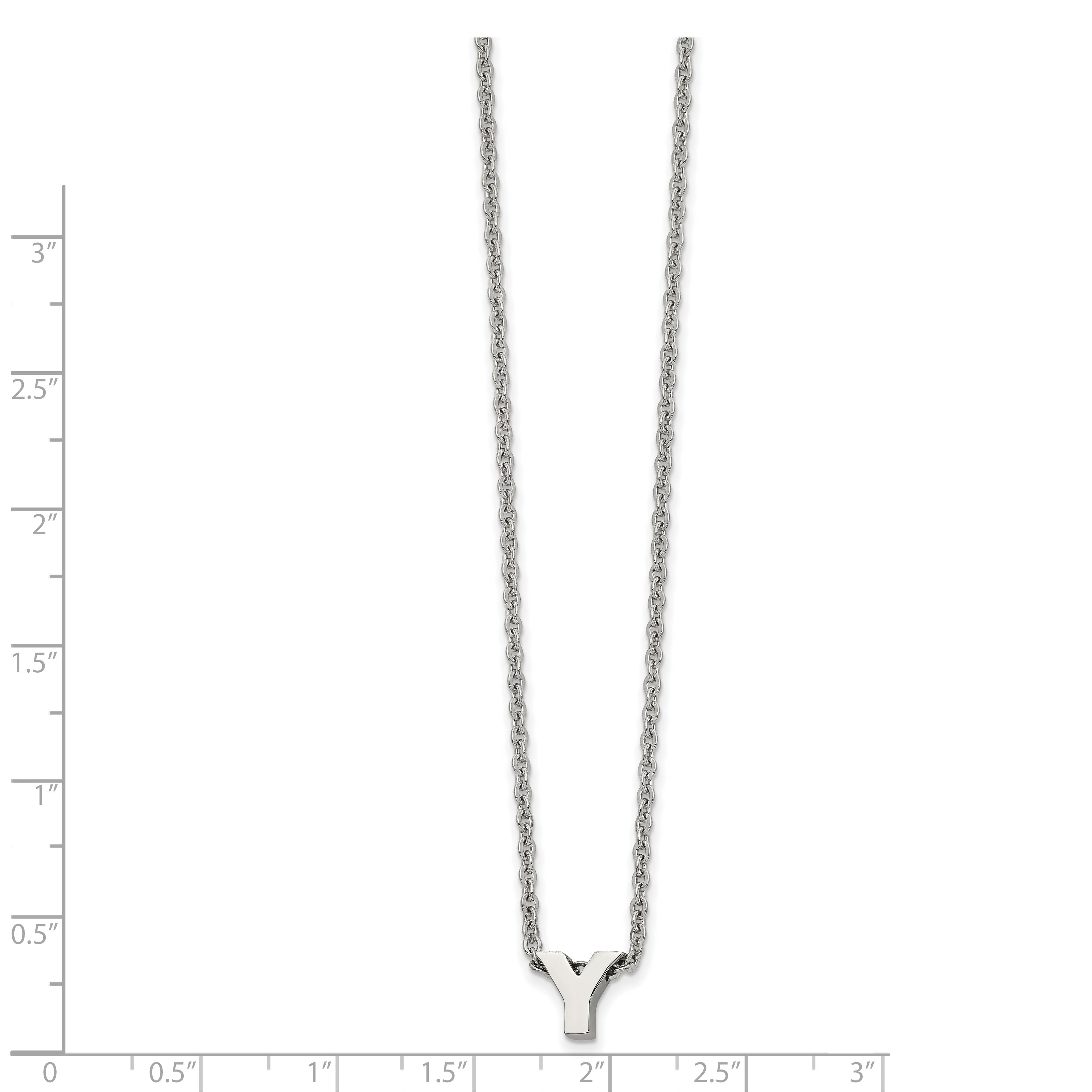 Stainless Steel Polished Letter Y 18in w/2in ext Necklace Secondary image