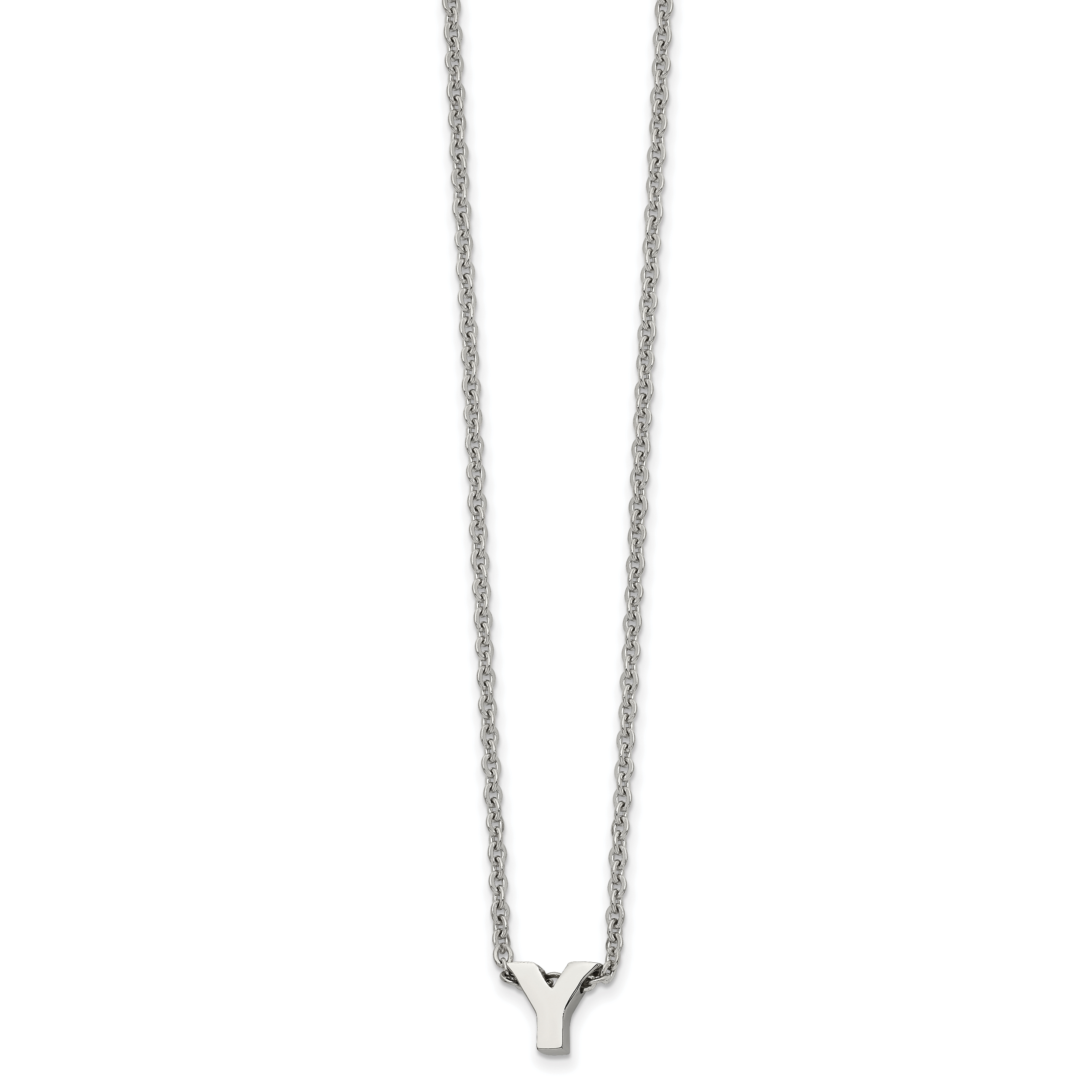 Stainless Steel Polished Letter Y 18in w/2in ext Necklace Main image
