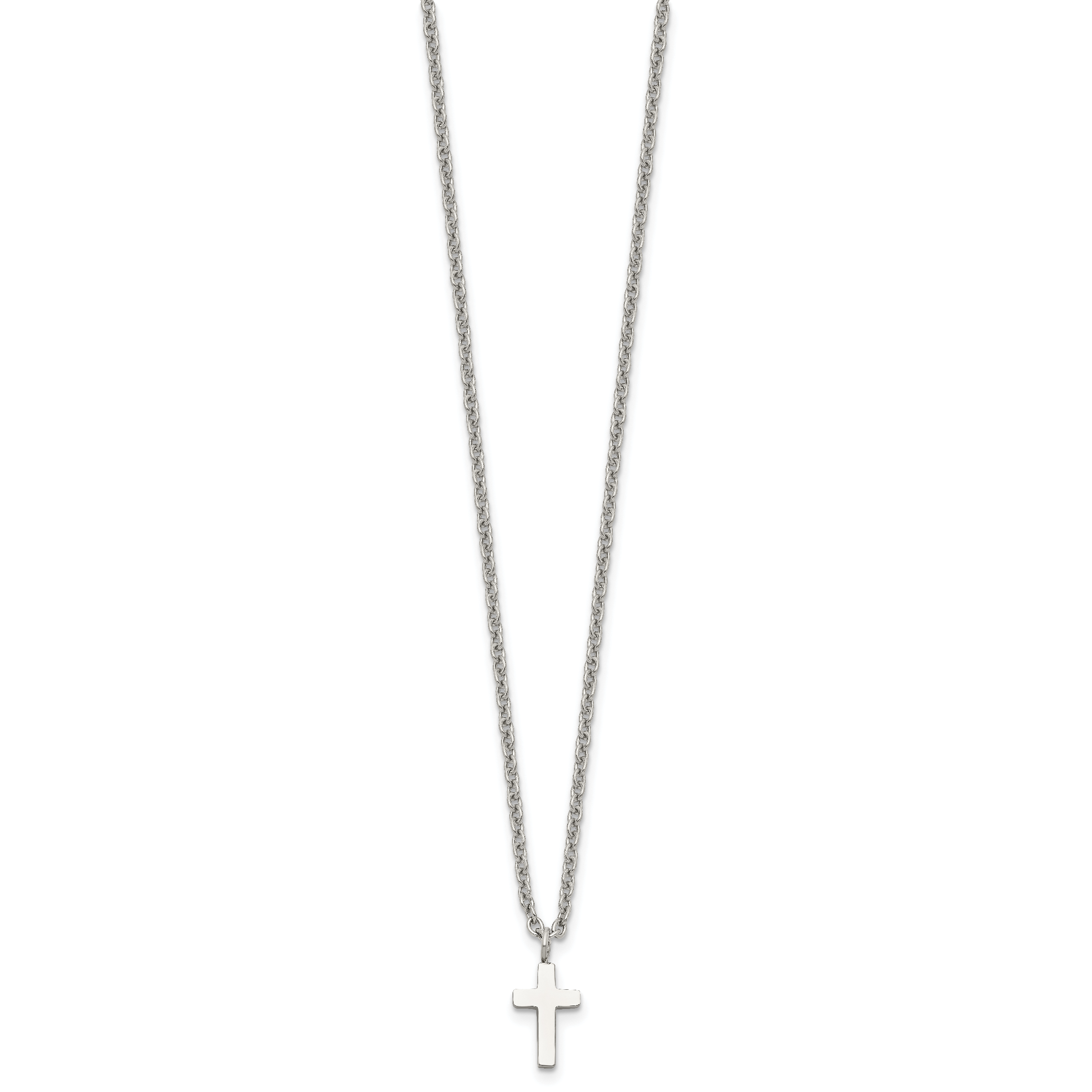 Chisel Stainless Steel Polished 11mm Cross Pendant on an 18 inch Cable Chain Necklace Secondary image