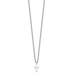 Chisel Stainless Steel Polished 11mm Cross Pendant on an 18 inch Cable Chain Necklace