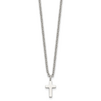 Chisel Stainless Steel Polished 11mm Cross Pendant on an 18 inch Cable Chain Necklace