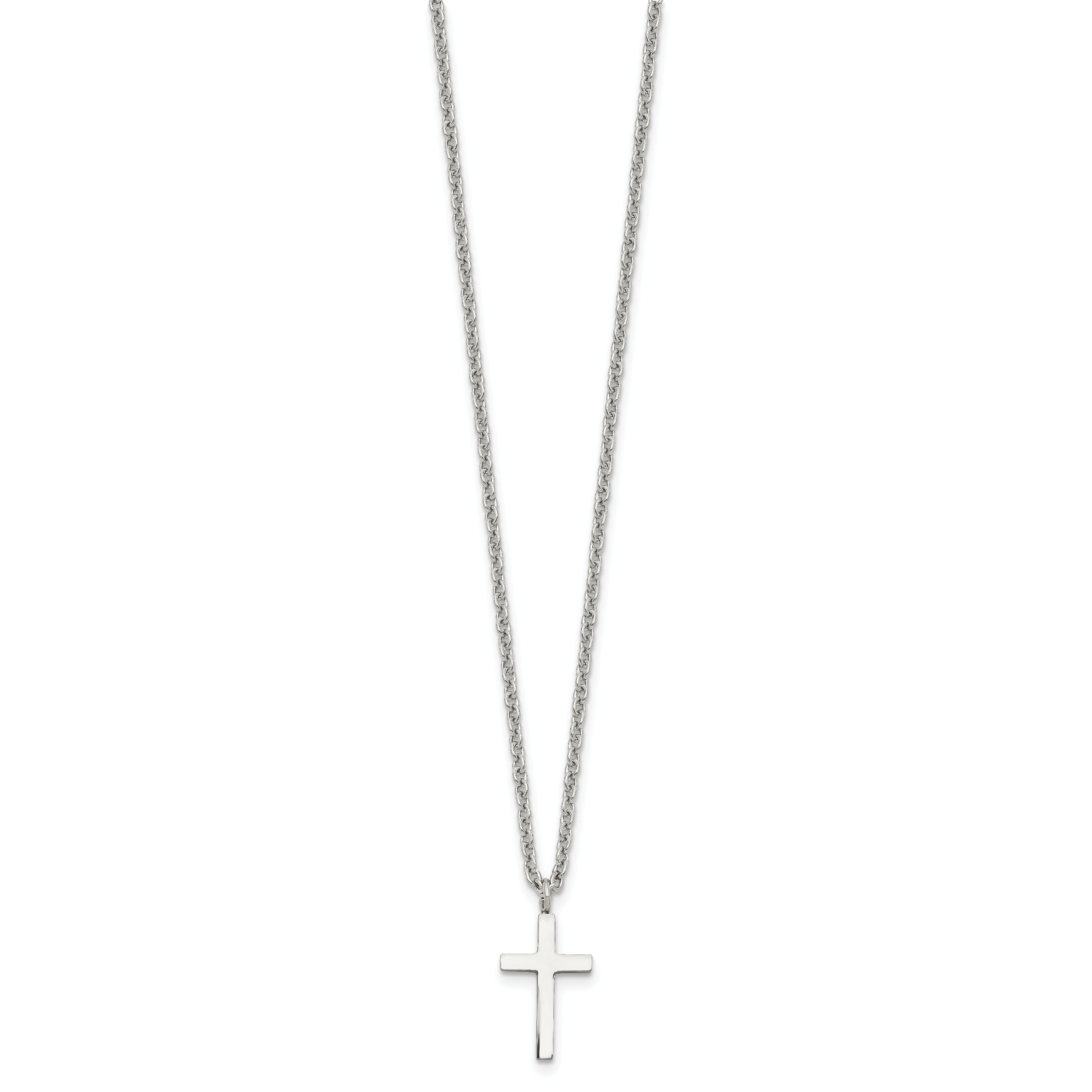 Polished Cross Pendant Necklace in Stainless Steel Secondary image