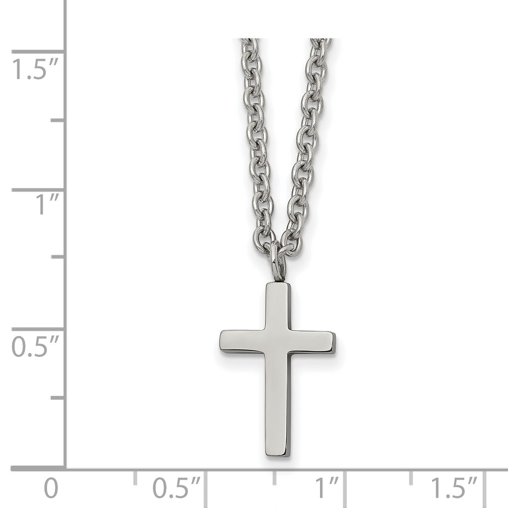 Polished Cross Pendant Necklace in Stainless Steel