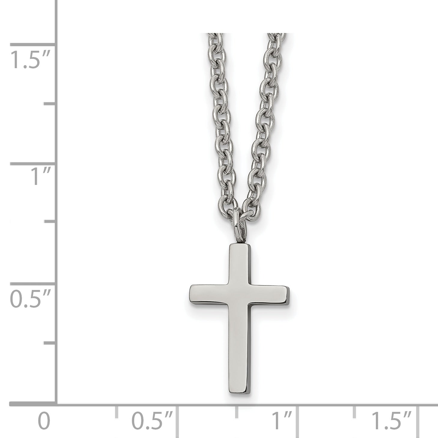 Polished Cross Pendant Necklace in Stainless Steel