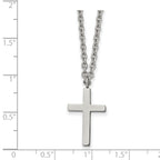 Polished Cross Pendant Necklace in Stainless Steel, 20mm