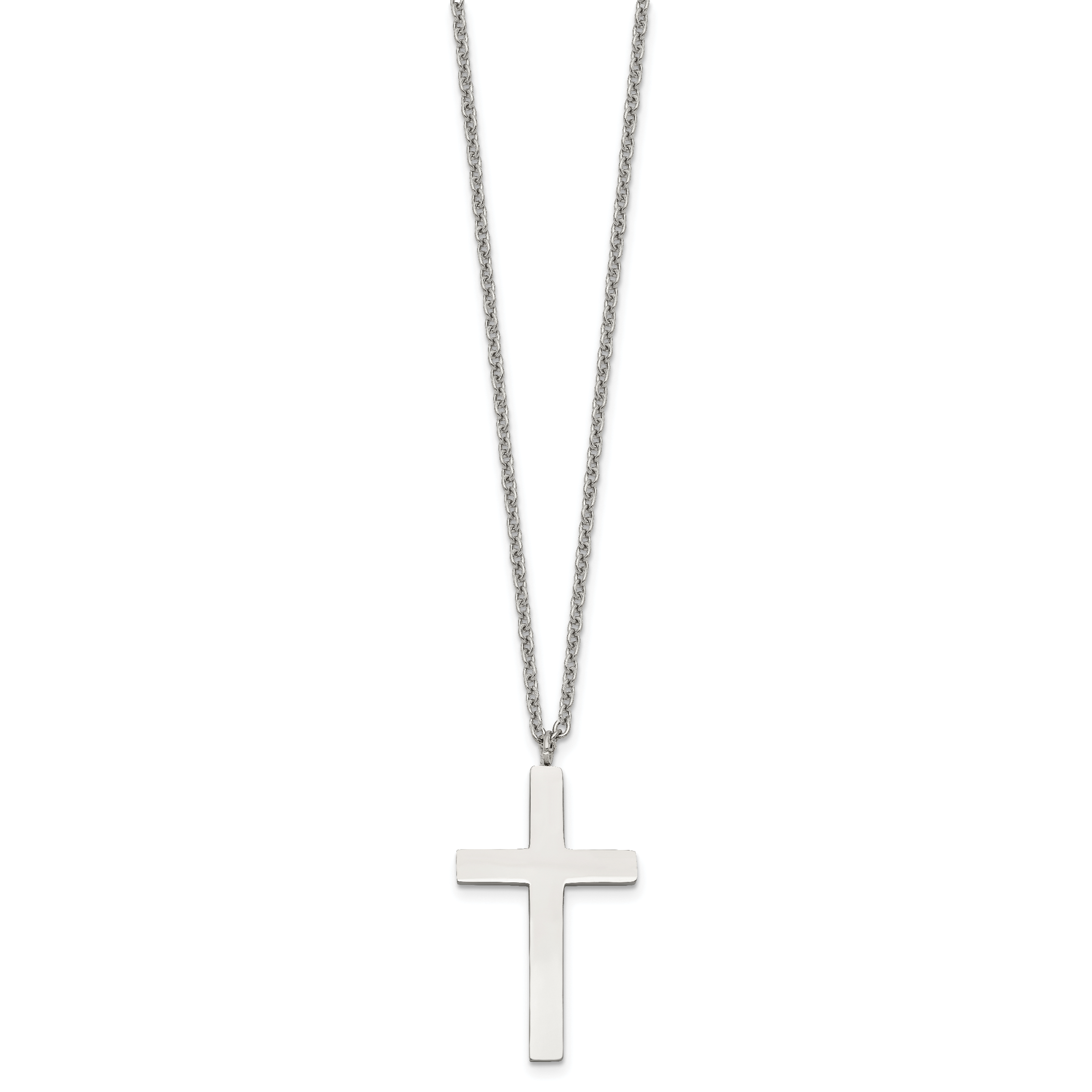 Polished Cross Pendant Necklace in Stainless Steel Secondary image