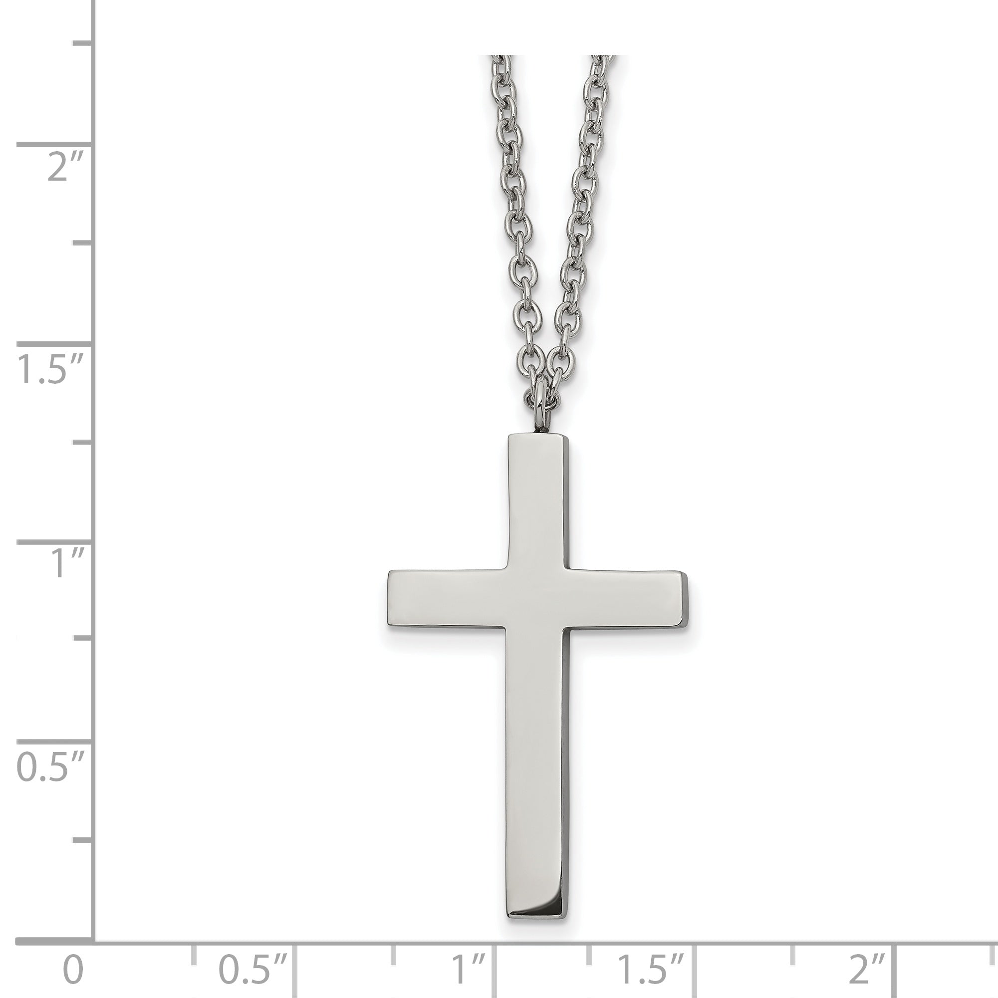 Polished Cross Pendant Necklace in Stainless Steel
