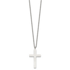 Chisel Stainless Steel Polished 35mm Cross Pendant on an 18 inch Cable Chain Necklace