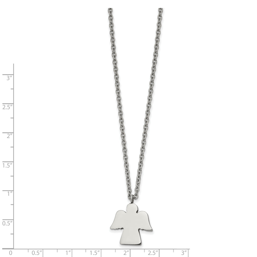 Stainless Steel Polished Angel 18in Necklace