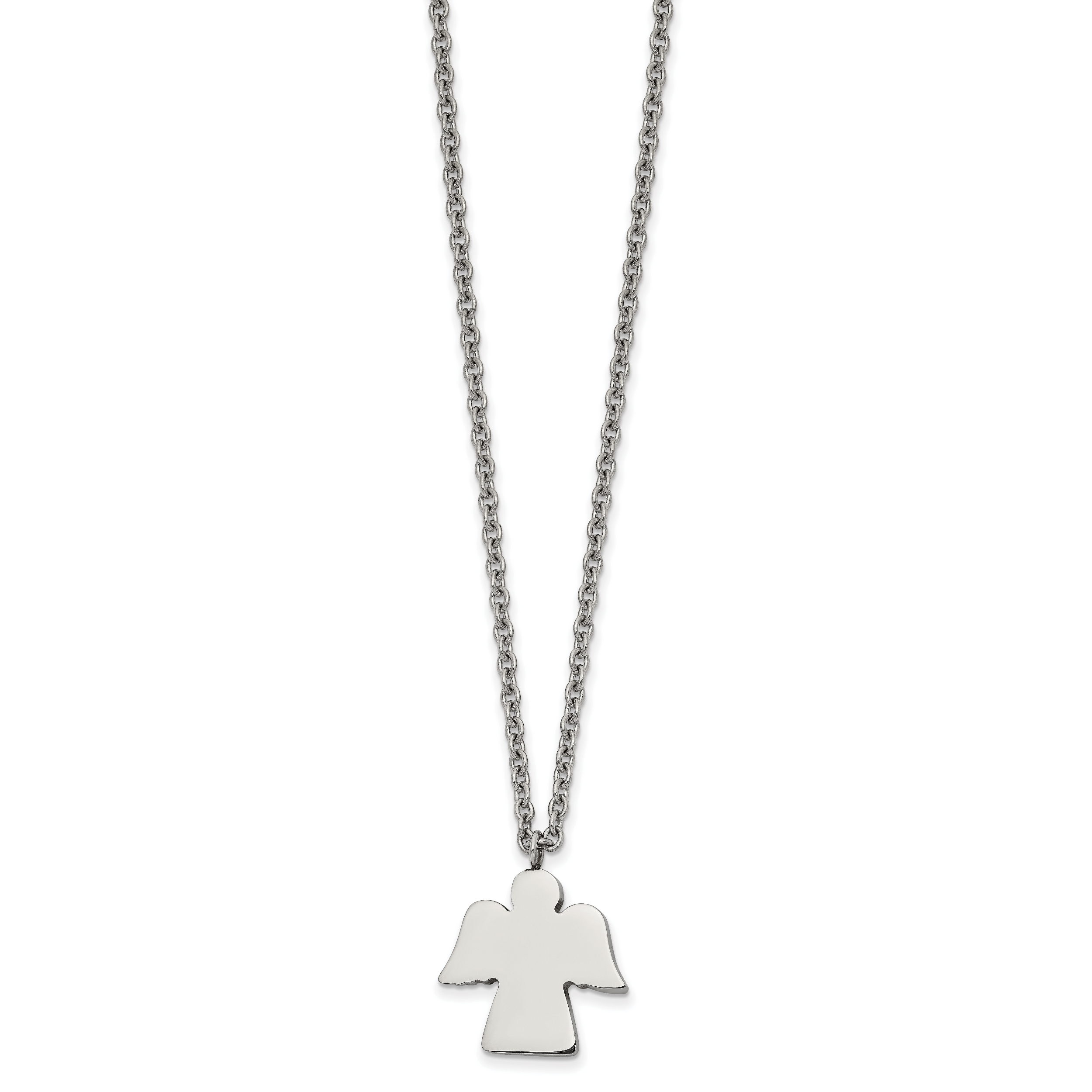 Stainless Steel Polished Angel 18in Necklace Main image