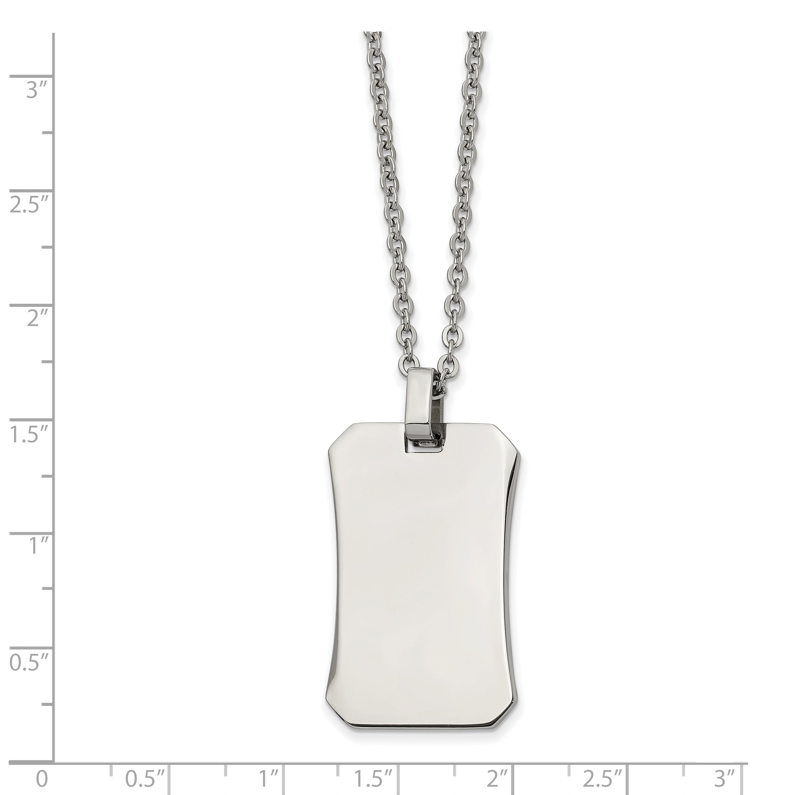 Chisel Stainless Steel Polished Dog Tag on a 22 inch Cable Chain Necklace Secondary image