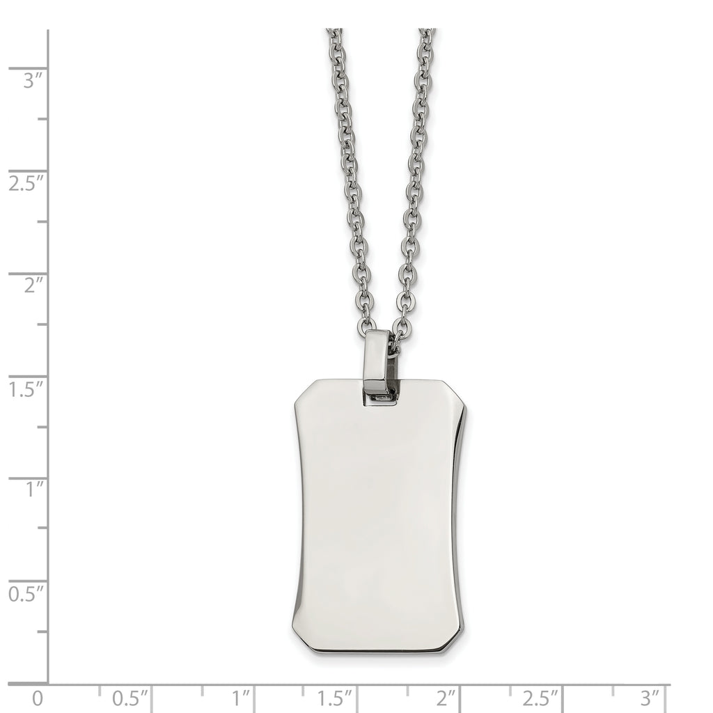 Chisel Stainless Steel Polished Dog Tag on a 22 inch Cable Chain Necklace