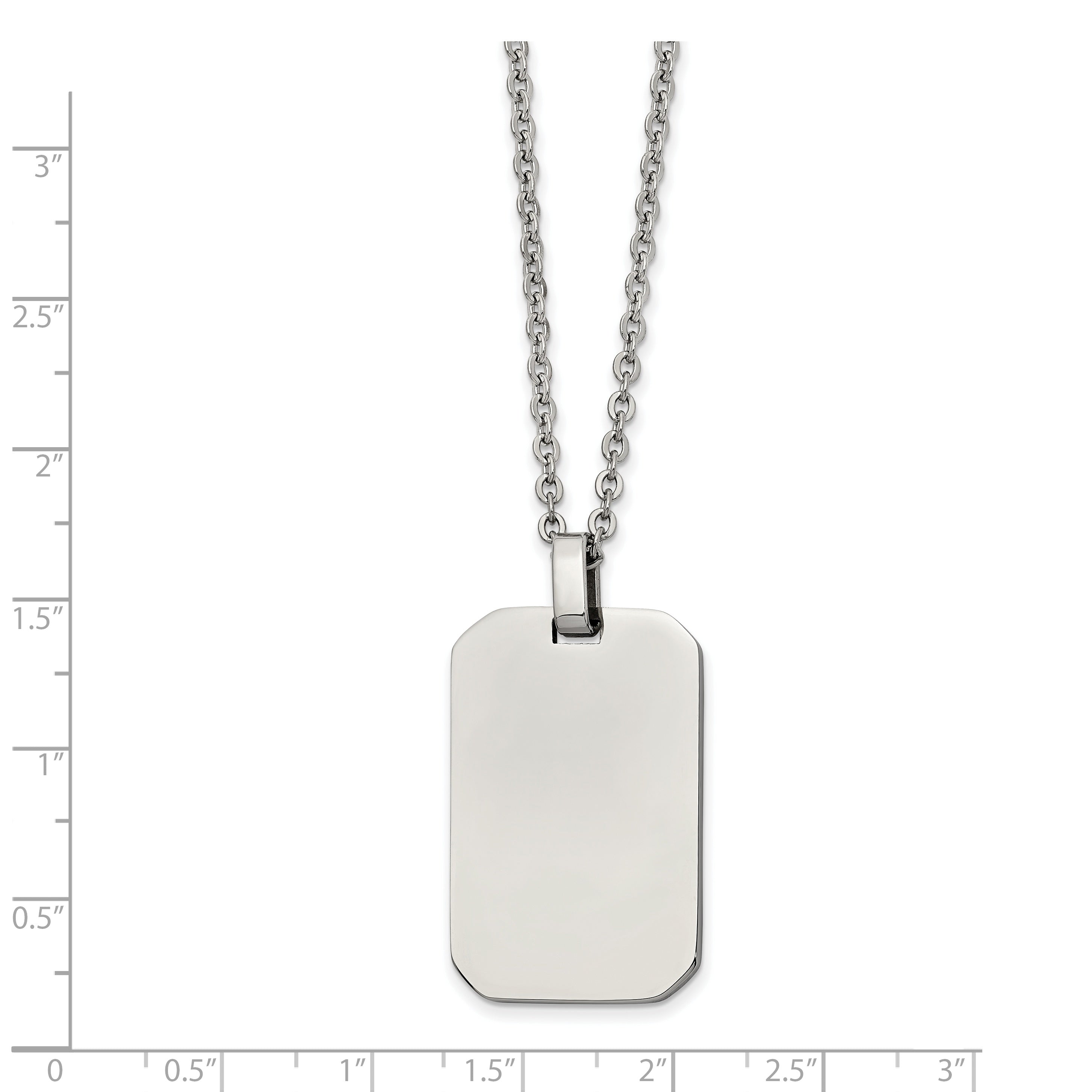 Chisel Stainless Steel Polished Rectangle Dog Tag on a 22 inch Cable Chain Necklace Secondary image